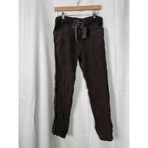 Marisima Italian Womens Joggers Jeweled Trim Made in Italy Chocolate One Size
